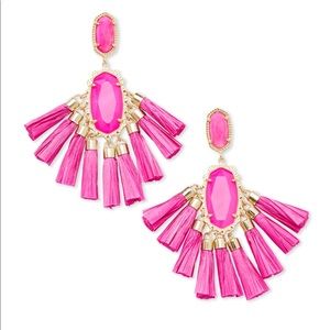Kristen Gold Statement Earrings In Pink Agate